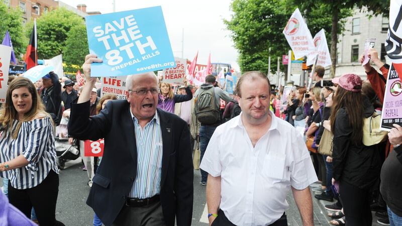Anti-abortion demonstrator Mattie McGrath during the Rally for Life in Dublin. Photograph: Aidan Crawley