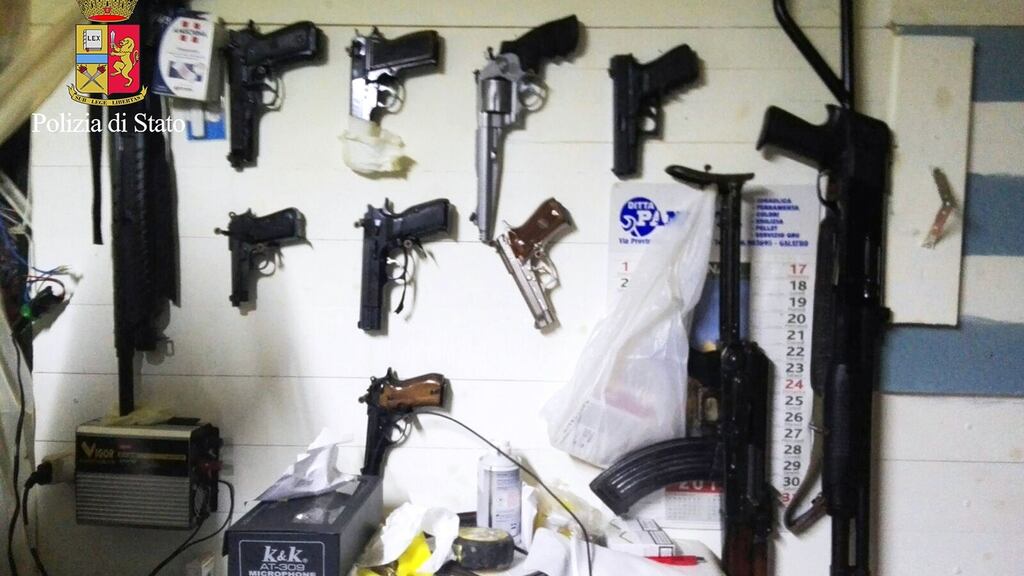 This handout picture released by the Italian Police press office shows arms found during an anti-mafia operation last month. Photograph: AFP/Italian Police