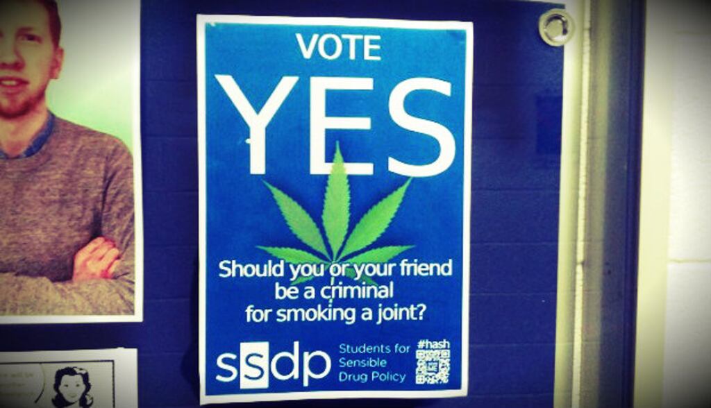 The referendum was the result of a petition produced by the DCU branch of Students for Sensible Drug Policy (SSDP) which was the only registered group campaigning for a Yes vote. Photograph: Katie O Neill