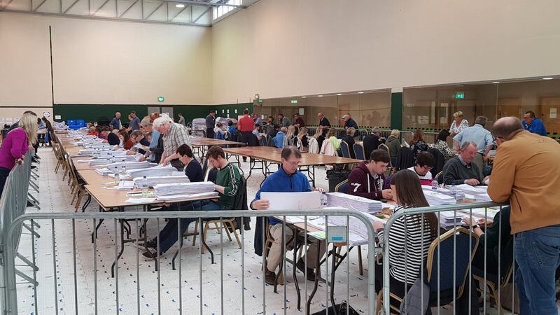 The recount in progress in Nemo, Cork. Photograph: Barry Roche/The Irish TImes