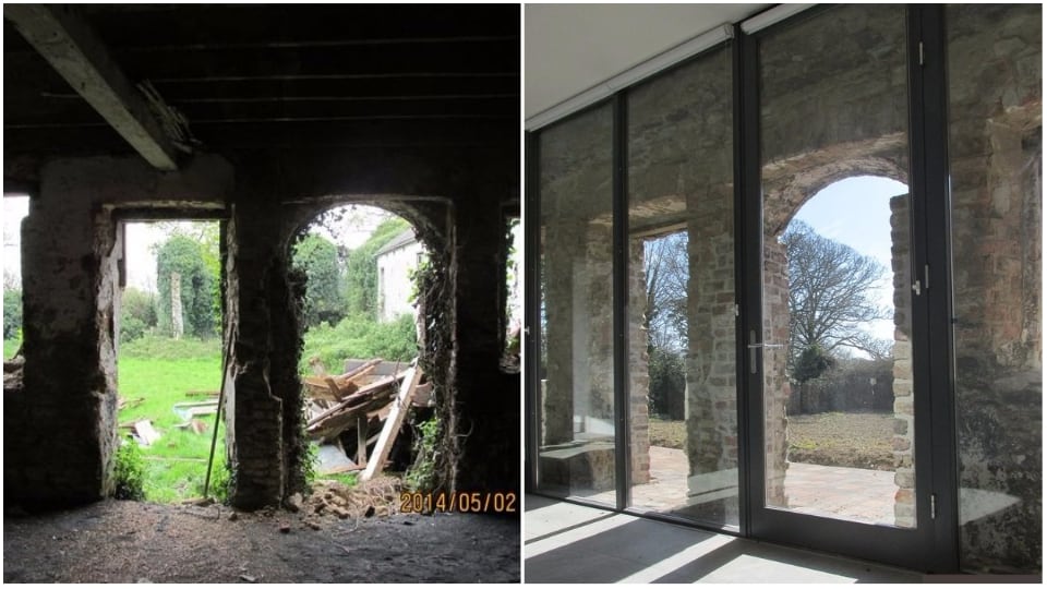 Double height glazing leads o the retained original openings