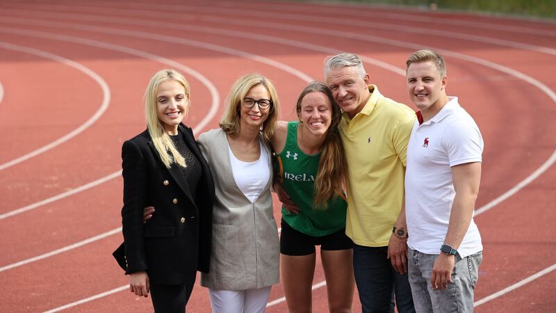 Paralympic athlete Greta Streimikytewith her sister Emilija, parents Asta and Raimundas and brother Arnas. Photograph: Nick Bradshaw/The Irish Times
