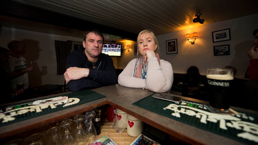O’Tooles bar in Loughinisland, Co Down: Aiden O’Toole (left) was the barman on duty on the night of the 1994 massacre during which Emma Rogan’s (right) father was killed. Photograph: Mark Marlow/Pacemaker