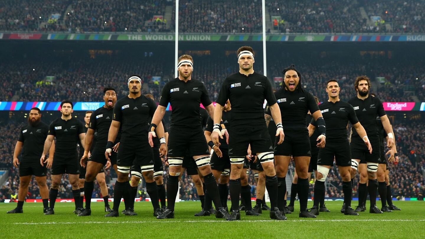 The New Zealand All Blacks prepare to perfrom the Haka during the 2015 Rugby World Cup Semi Final match between South Africa and New Zealand at Twickenham Stadium in London, United Kingdom. Photo: Getty Images