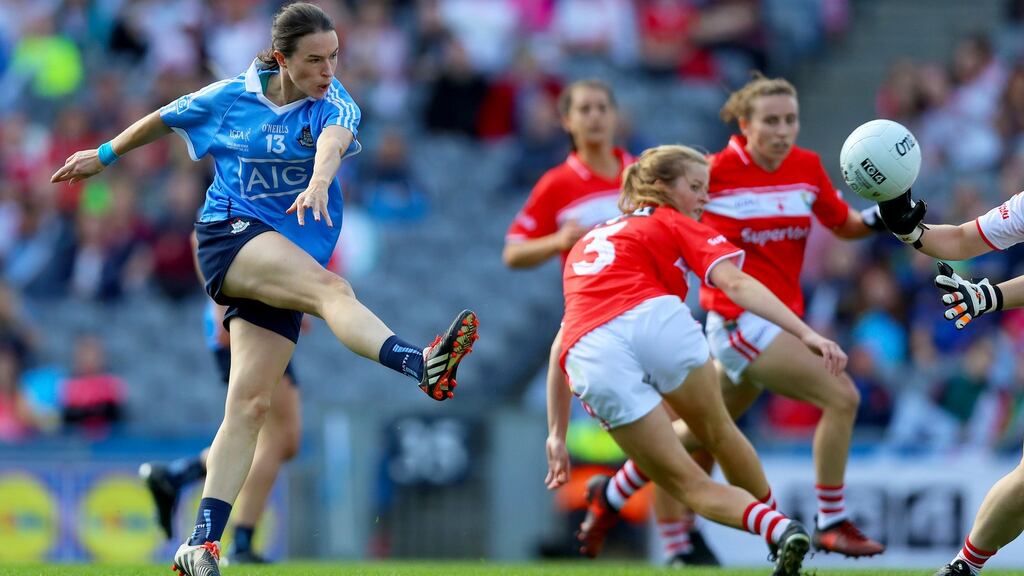 Dublin’s Sinead Aherne takes a shot in the final. Photograph: Tommy Dickson/Inpho