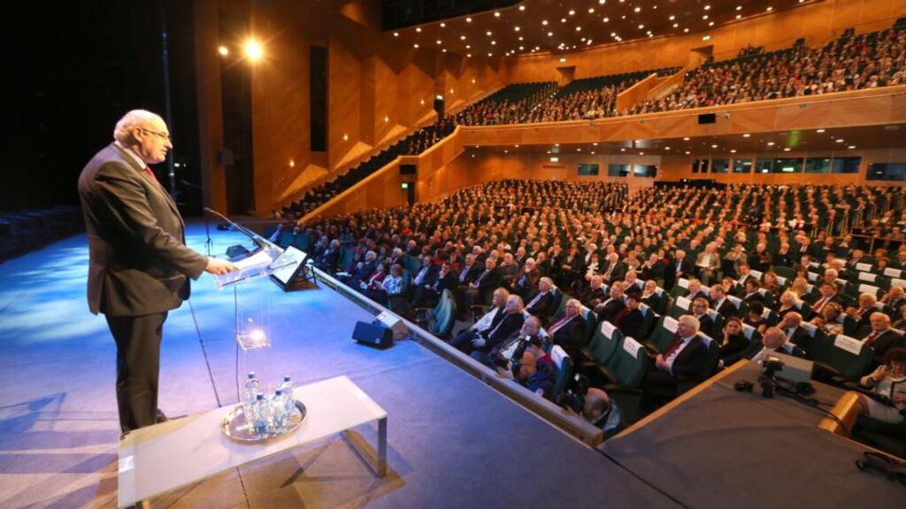 EU agriculture commissioner Phil Hogan addressing the IFA in Dublin. Photograph: Finbarr O’Rourke