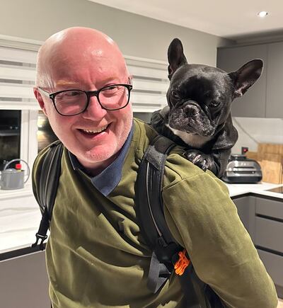 Eamon Barrett with eight-year-old French Bulldog, Nero.