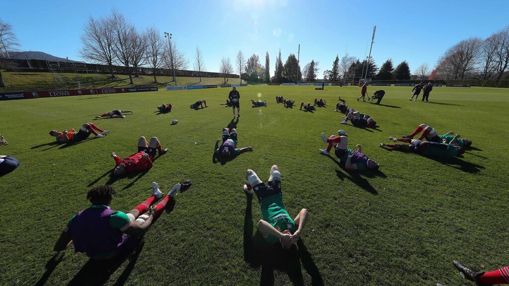 British and Irish Lions warm up during training in Rotorua. Photo: Billy Stickland/Inpho