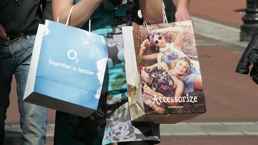 Shop signs: Consumers in the  Republic are  the 6th  most upbeat in Europe. Photograph: Alan Betson