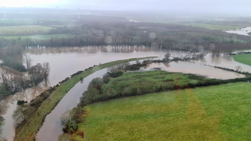 Flooding in Brigdetown, Co Wexford. Many of the area's 462 population was affected. Photograph: Irish Coast Guard/PA Wire