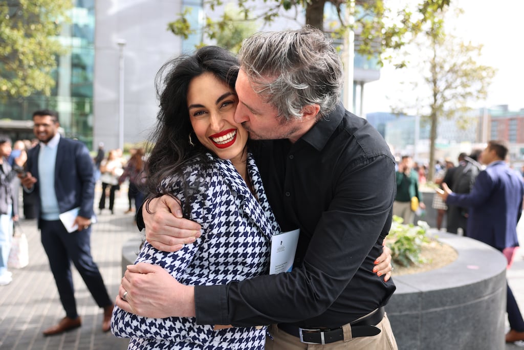 Carlha and Brian Callinan after her citizenship ceremony in Dublin. Photograph: Dara Mac Dónaill