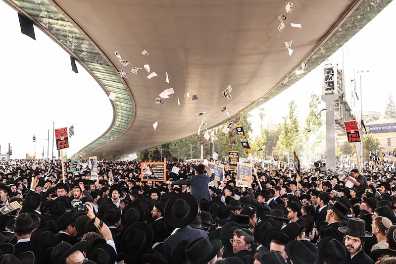 Israel’s ultra-Orthodox rally against army draft as politician says ‘everyone will enlist’