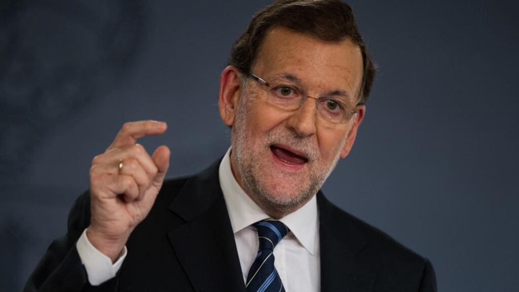 Spanish prime minister Mariano Rajoy speaks about the recent unofficial Catalonian independence poll in Madrid yesterday. Photograph: Denis Doyle/Getty Images