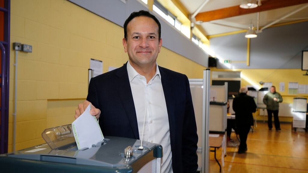 An Taoiseach Leo Varadkar TD casts his vote at Scoil Thomáis, Laural Lodge, Castleknock, Dublin. Photograph: Nick Bradshaw for The Irish Times