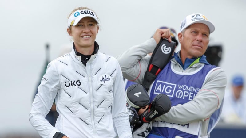 Nelly Korda during her first round at the Women’s British Open at Carnoustie. Photograph: Robert Perry/EPA
