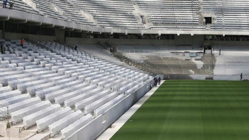 A view inside the Arena da Baixada stadium in Curitiba, which has yet to be completed. Photograph: Rodolfo Buhrer/Reuters