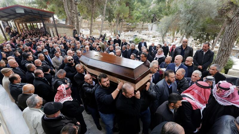 Relatives and friends of Nawras Assaf, one of the victims of the nightclub attack in Istanbul at the new year, carry his body during his funeral in the town of Al-Fuheis near Amman, Jordan, January 3rd, 2017. Photograph: Muhammad Hamed/Reuters
