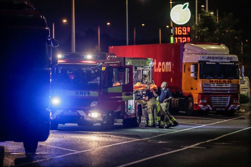 A fatal truck crash occurred on the N7 westbound near Rathcoole in Dublin on Friday evening. Photograph: Damien Storan