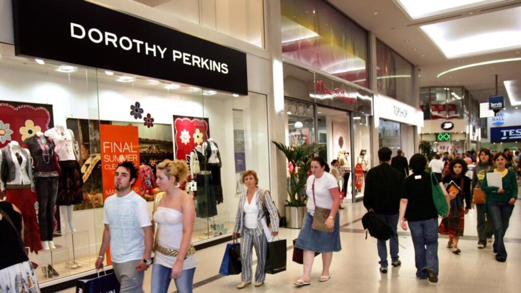 Jervis Street shopping centre: Arcadia Group, the high street fashion retailer that includes the Dorothy Perkins brands, saw turnover fall 10% in Ireland in the year to the end of last August. Photograph: Matt Kavanagh