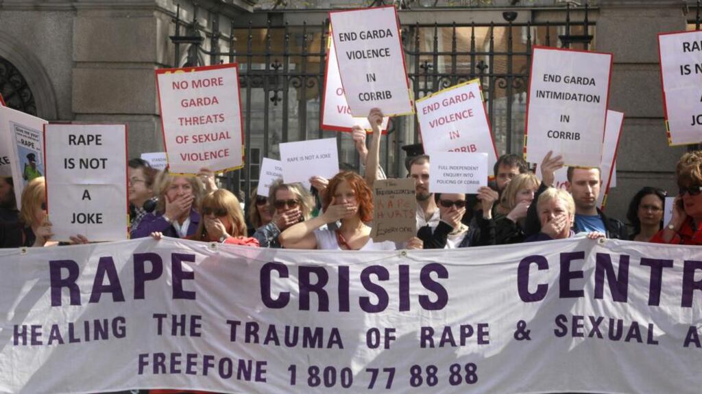 Women’s groups on a march to the Dáil to protest about the trivilialisation of rape. Photograph: Brenda Fitzsimons