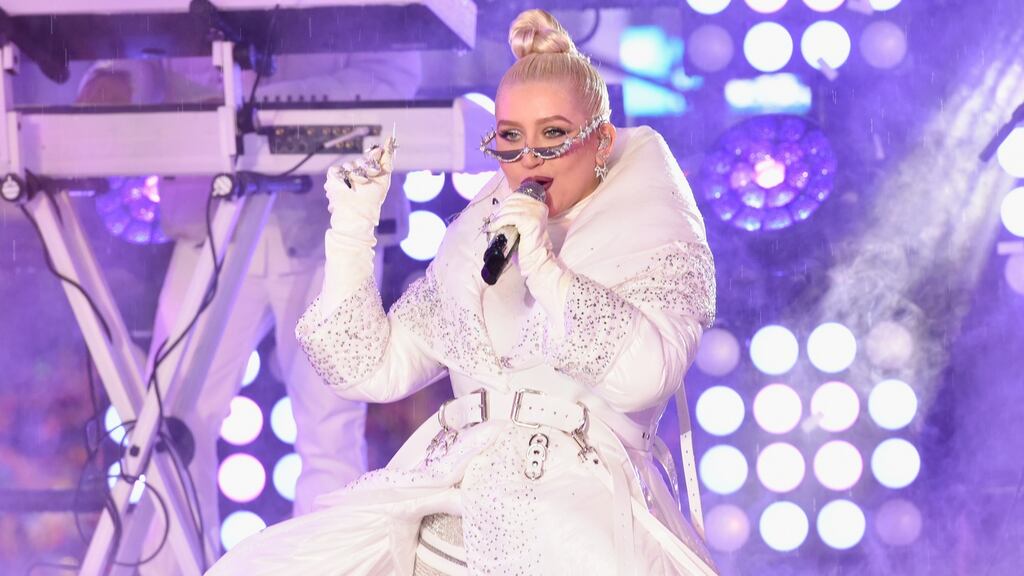 Christina Aguilera performs on stage in New York City in 2018. Photograph: Eugene Gologursky/Getty Images for Dick Clark’s New Year’s Rockin’ Eve