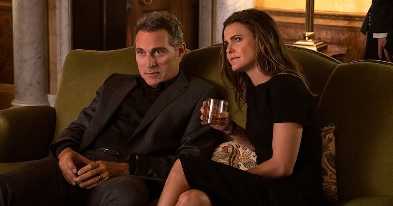Rufus Sewell and Keri Russell in The Diplomat. Photograph: Alex Bailey/Netflix