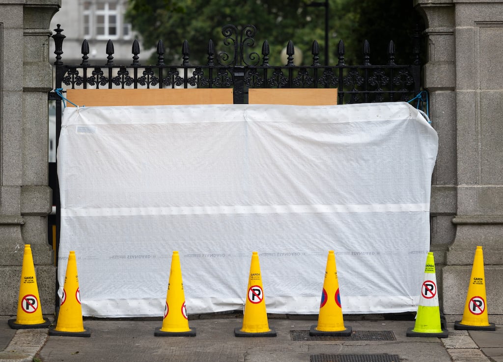 Gates at the rear of Leinster House in Dublin 2 were among those rammed with a van by David O'Callaghan last August. Photograph: Sam Boal/Collins