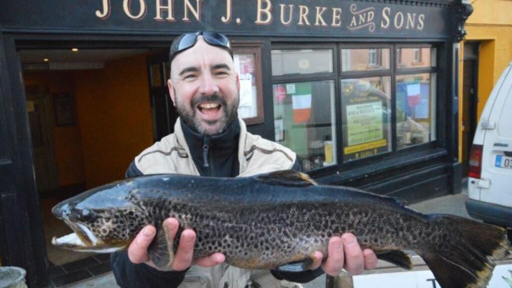 Julien Behal with his winning trout of 2.11kg following the Burke Open Fly Competition on Lough Mask