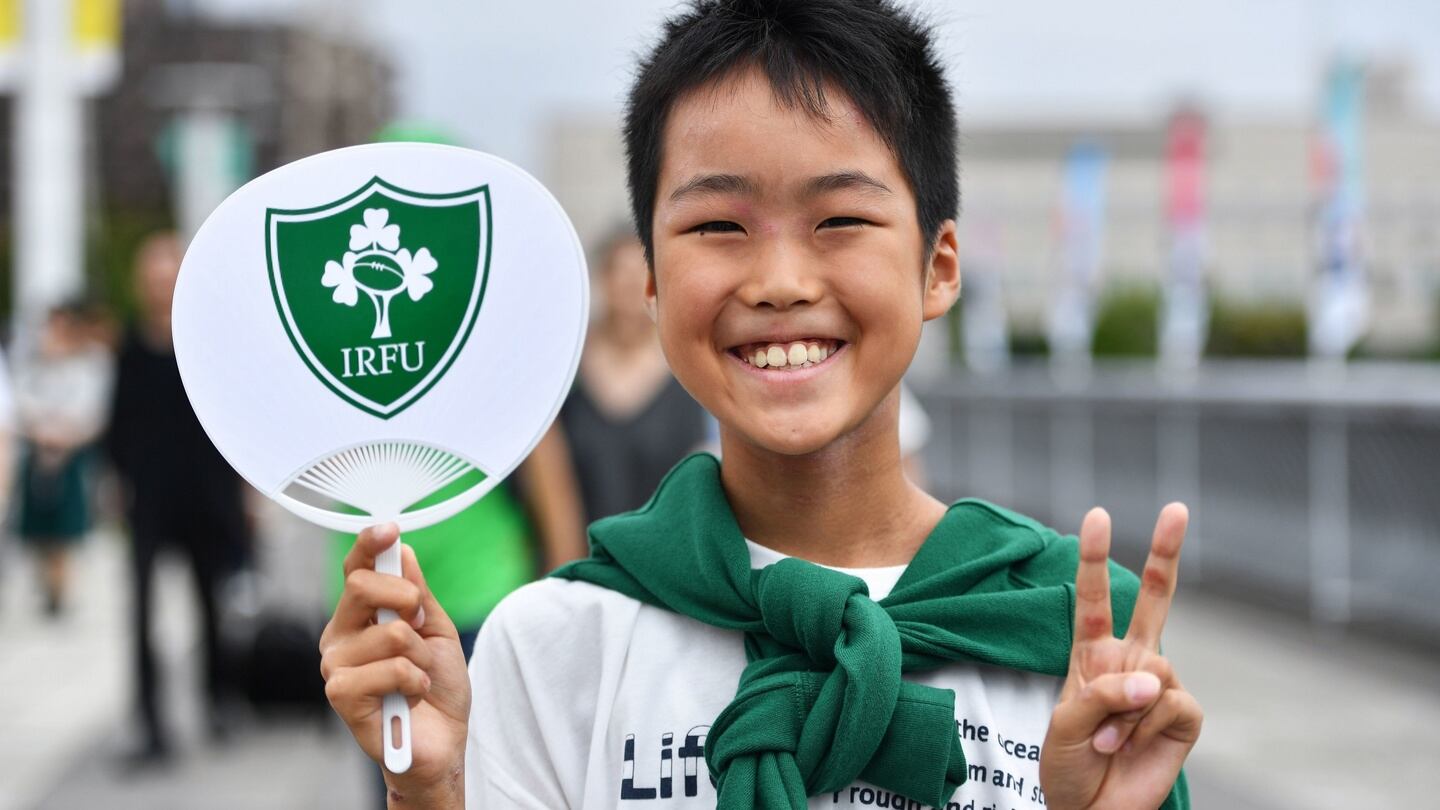 Fans at the Ireland and Scotland game at the International Stadium Yokohama on Sunday. Photograph: Ashley Western/PA Wire.