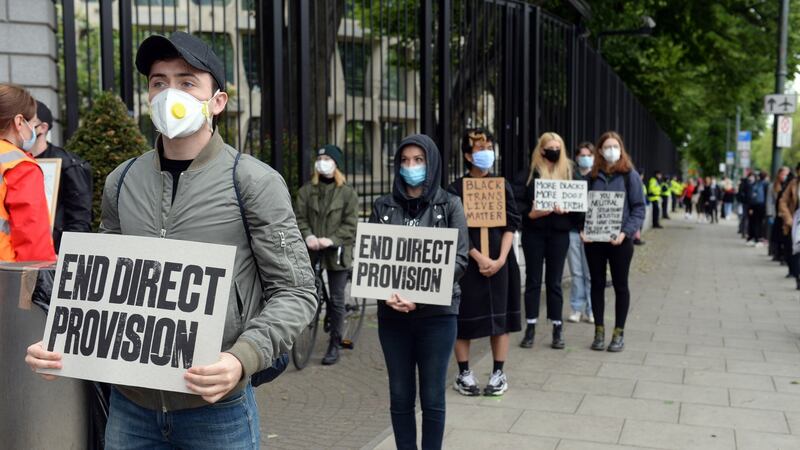 A Black Lives Matter protest outside the US embassy in Ballsbridge, Dublin. Photograph: Dara Mac Dónaill