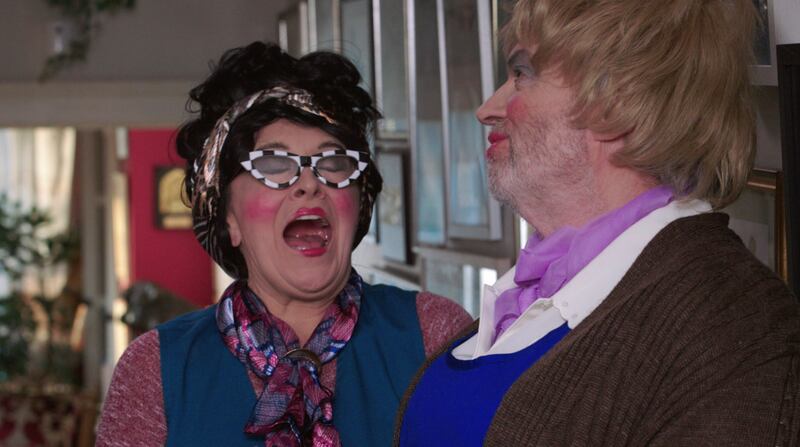 Twink and Jonathan Ryan as comedy duo Bernie and Rose Violet.
