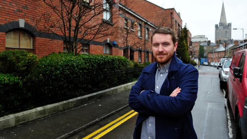 Wayne Gilsenan on his street in Dublin 8. Photograph: Aidan Crawley