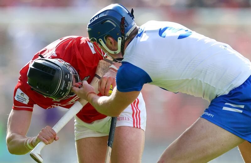 Cork’s Darragh Fitzgibbon and Conor Prunty of Waterford. Photograph: James Crombie/INPHO
