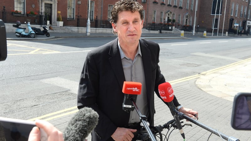 Eamon Ryan leader of the Green Party, going into Government Buildings. Photograph: Dara Mac Donaill