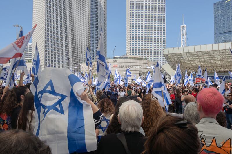 A Tel Aviv anti-government protest. Photograph: Amit Elkayam/The New York Times