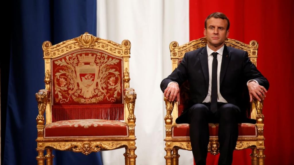 On the throne: Emmanuel Macron in Paris shortly after his inauguration. Photograph: Charles Platiau/AFP/Getty