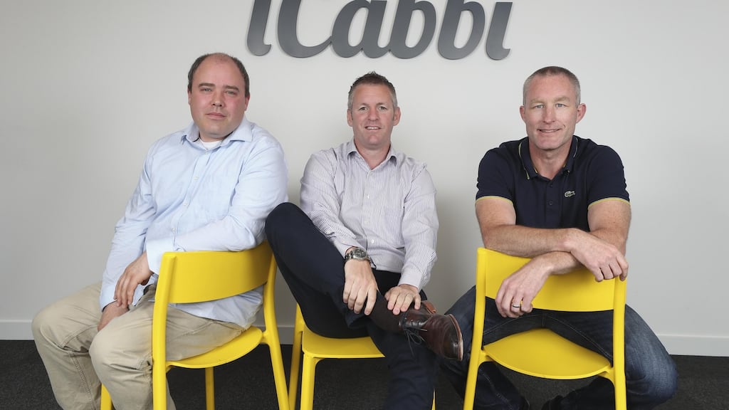 From left: iCabbi cofounders Niall O’Callaghan, Technical Director; Gavan Walsh, chief executive; and  Bob Nixon, sales director. Photograph: Conor McCabe