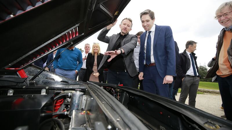 Electrifi founder Norman Crowley with Minister for Health Simon Harris at the car company’s launch in April. Photograph: Nick Bradshaw