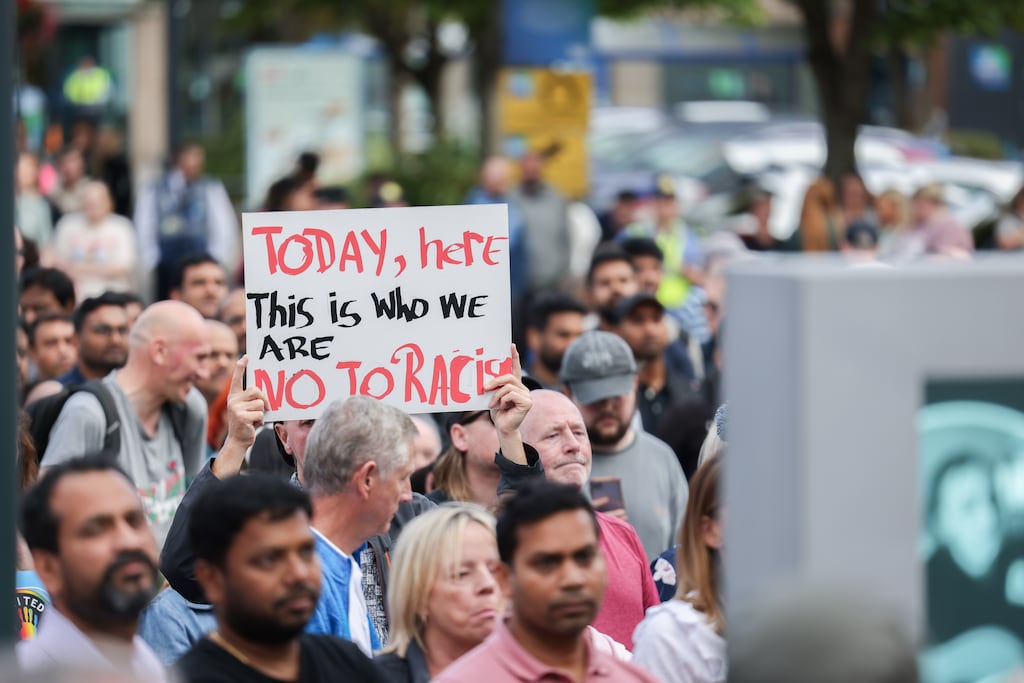 Protesters at a demonstration against racism in Tallaght last month in the wake of an attack. Photograph: Dan Dennison