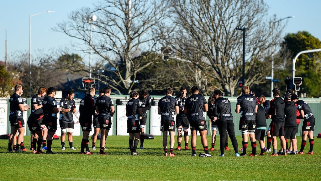 Crusaders players in training in Christchurch last week. Photo: John Davidson/Inpho