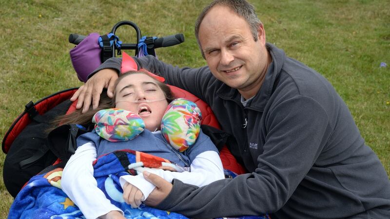 Chris Herdman with his daughter Aideen, 13, in Navan, Co Meath. Photograph: Dara Mac Dónaill
