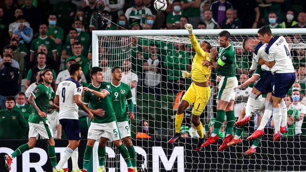 Gavin Bazunu punches clear during the match against Serbia. Photo: Inpho
