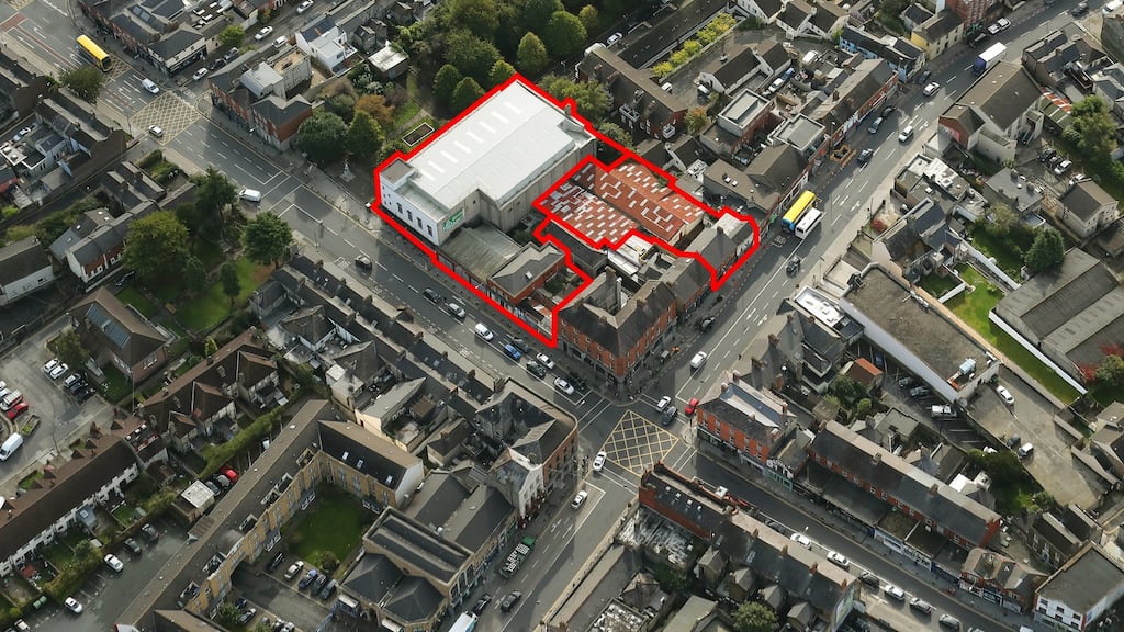 An aerial view of the former Des Kelly showroom and adjoining site at 168/169 Phibsborough Road in Dublin 7