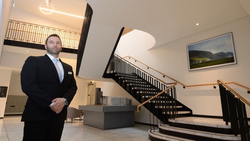Damir Pizir, concierge at Capital Dock: the block has its own a gym, cinema room, business suite and gamesroom. Photograph: Dara Mac Dónaill