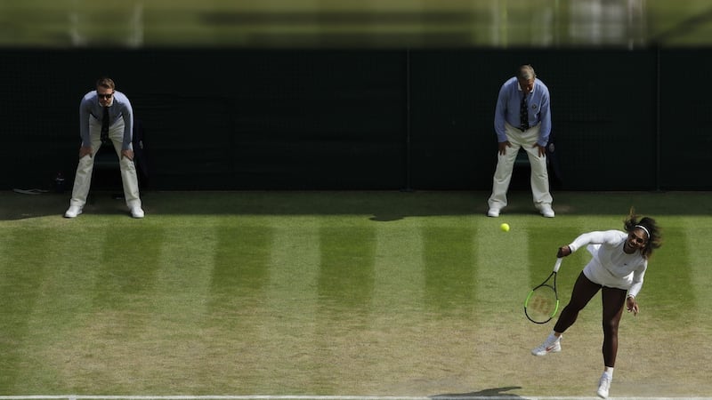 Williams serves during the semi-final. Photo: Ben Curtis/Getty Images