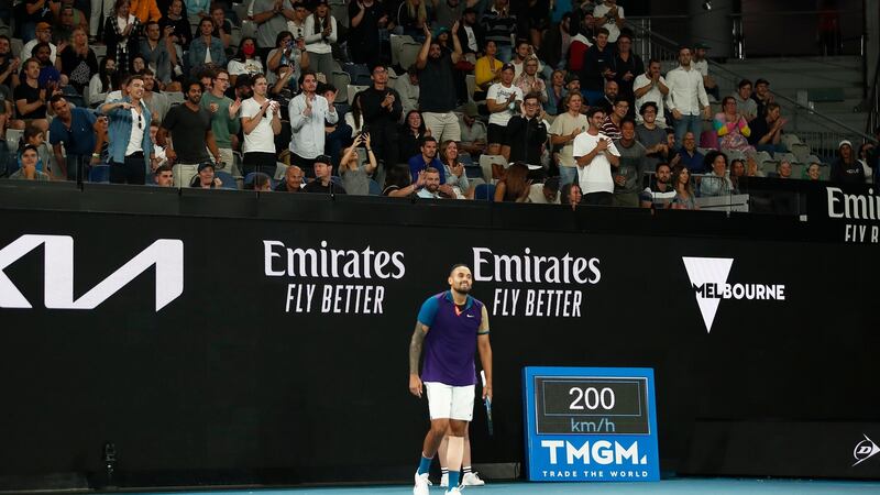Nick Kyrgios is given a standing ovation during his thrilling defeat to Dominic Thiem. Photograph: Daniel Pockett/Getty