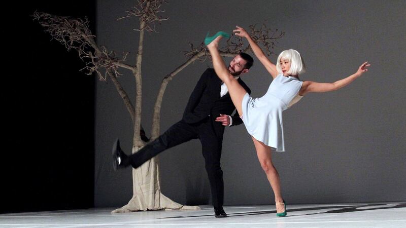 Shihya Peng and Marco di Nardo with Company Wang Ramirez rehearse before their performance as part of the 2019 Dublin Dance Festival. Photograph: Mark Stedman