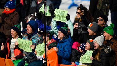 Newby had a small contingent of vocal fans at the Phoenix Snow Park. Photo: Ramsey Cardy/Sportsfile