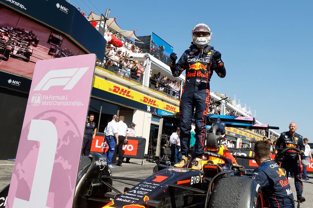 Red Bull Racing's Max Verstappen celebrates after winning the French Grand Prix at the Circuit Paul-Ricard in Le Castellet, southern France. Photograph: Getty Images