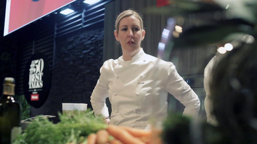 Northern Irish chef Clare Smyth in San Sebastian, Spain, before the announcement of the World's 50 Best Restaurants 2018. Photograph: EPA/Gorka Estrada